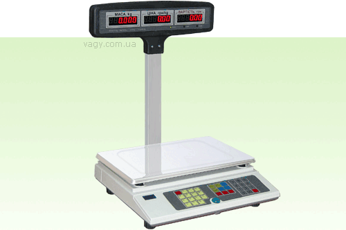 Торговые весы электронные ВТА-60/15-5-Т-А, светодиодный индикатор.
